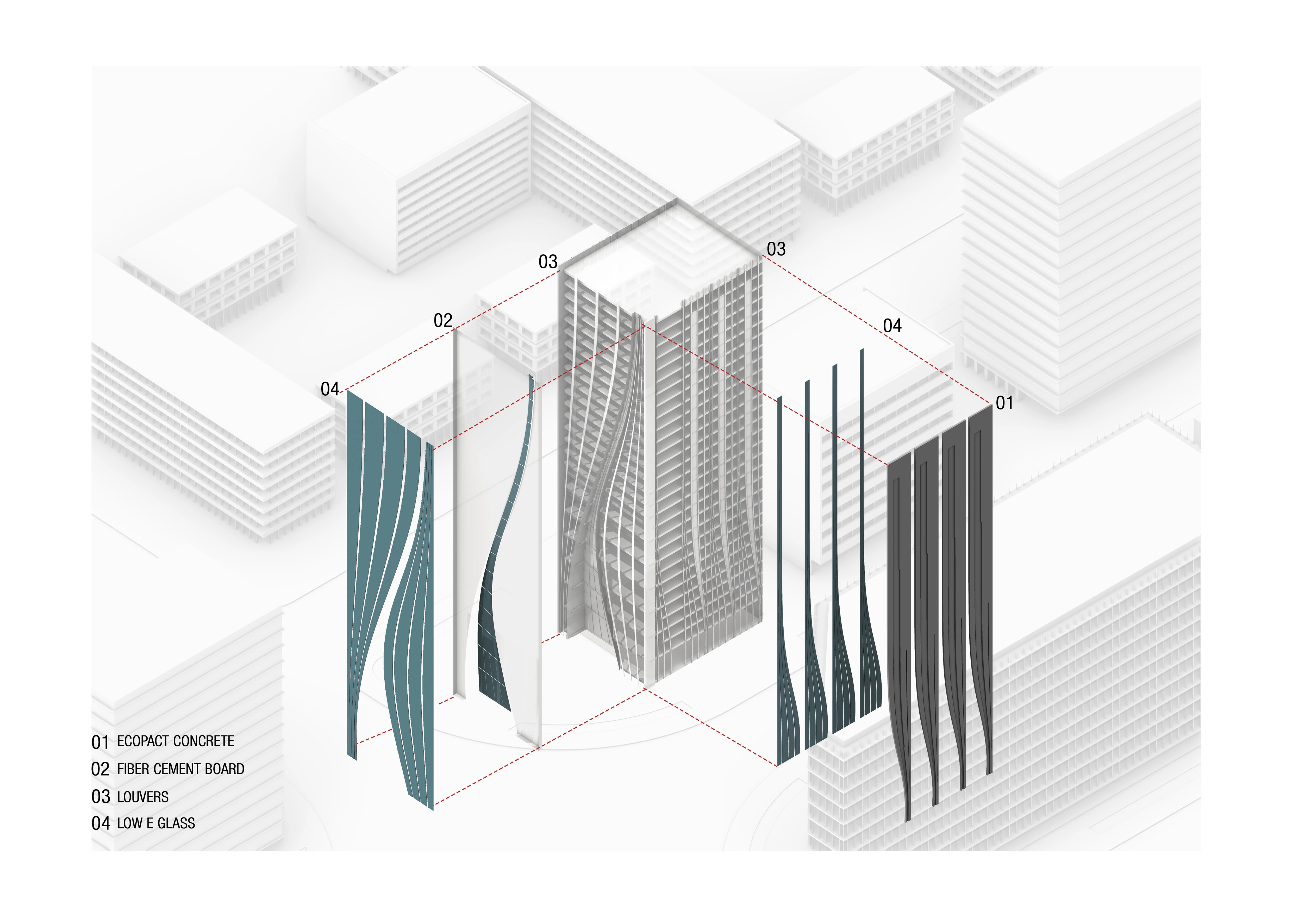 Exploded-facade-REGALIA TOWER